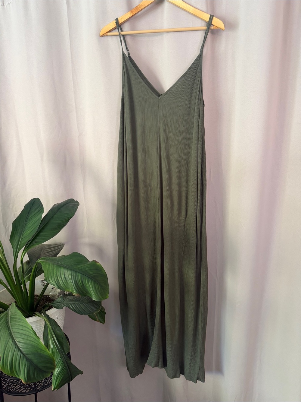 Treasure & Bond Olive Green Maxi Slip Dress